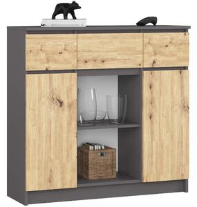 Ak furniture Komoda Baros 100 cm grafit/dub artisan