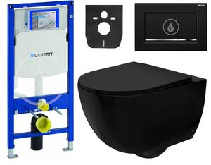 AKCE/SET/LIVERO Geberit - Modul pre závesné WC s tlačidlom Sigma30, čierna/chróm + REA - Závesná WC misa Carlo Mini Slim matne čierna