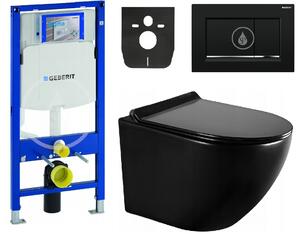 AKCE/SET/LIVERO Geberit - Modul pre závesné WC s tlačidlom Sigma30, čierna/chróm + Mexen Lena WC misa Rimless, WC sedátko so spomaľovacím mechanizmom, Slim, duroplast - čierna