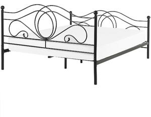 Posteľný rám čierna kovová posteľ king size 160x200 cm retro vintage
