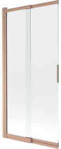 Mexen, Mexen Fox parawan nawannowy 2-skrzydłowy przesuwny 85 x 150 cm, transparent, miedź szczotkowana - 891-085-002-65-00