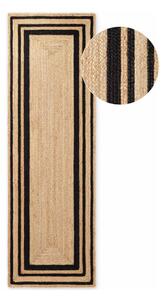 Čierny/v prírodnej farbe obojstranný/ručne tkaný jutový behúň 70x200 cm Jutta – Hanse Home