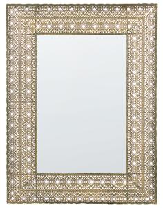 Nástenné závesné zrkadlo zlaté 69 x 90 cm obdĺžnikový ozdobný rám doplnok do domácnosti dizajnový doplnok