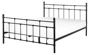 Posteľový rám posteľ čierna EU double size 140x200 cm kovový rám a čelo