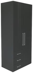 SKRIŇA S OTOČNÝMI DVERAMI, antracitová s vysokým leskom, antracitová, 98/218,6/59,4 cm Xora - Skrine