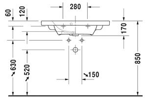 Duravit DuraStyle - Umývadlo do nábytku 785x400 mm, s prepadom, biela 2337780000