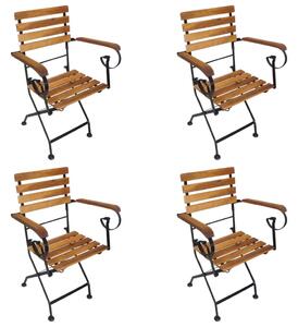 Skladacie záhradné stoličky 4 ks oceľ a akáciový masív
