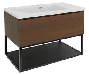 Kúpeľňová skrinka s umývadlom SAT B-Way 80x30x45 cm orech mat BWAY80NUTFU3WMA