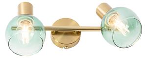 Art Deco bodové zlaté so zeleným sklom 2 svetlá - Vidro