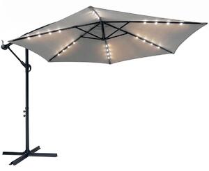 Avenberg Veľký nastaviteľný slnečník Sunny LED300, sivý