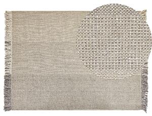Koberec sivý vlna a bavlna 140 x 200 cm ručne tkaný s dekoratívnymi strapcami