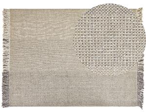 Koberec sivý vlna a bavlna 160 x 230 cm ručne tkaný s dekoratívnymi strapcami