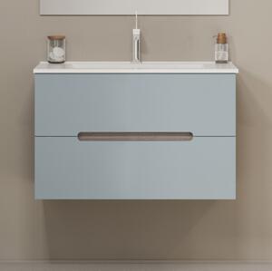 Závesná Kúpeľňová Skrinka 80 Cm 2 Zásuvky Matné Modré A Dub | Magnolia