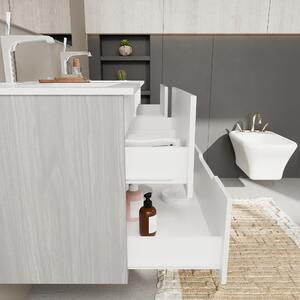 Kúpeľňový Nábytok Biely A Sivý 120 Cm, 4 Zásuvky, Dvoj Umývadlo | Magnolia