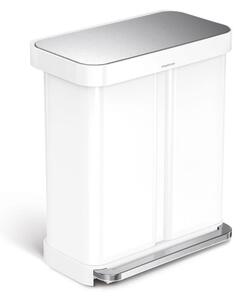 Simplehuman pedálový odpadkový kôš na triedený odpad DUAL 58 L (34/24) biela oceľ CW2118