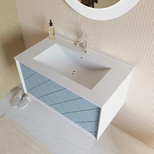 Kúpeľňový Nábytok Svetlomodrý Matný 80cm S Umývadlom A Oblým Zrkadlom 75cm | Miami