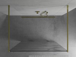 Mexen Kioto, priechodná sprchová zástena 100 x 200 cm, 8mm sklo číre/biely vzor, 2x zlatá stabilizačná rozpera, 800-100-002-50-97