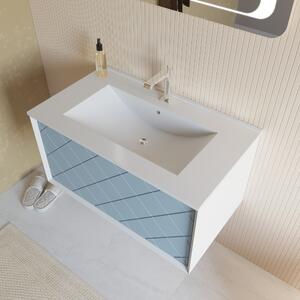 Kúpeľňový Nábytok 80 Cm čelo Matné Svetlomodré A Zrkadlo 80x60 | Miami