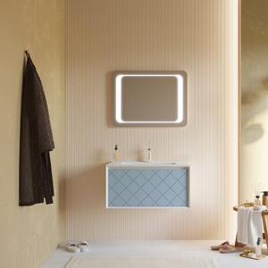 Kúpeľňový Nábytok 80 Cm čelo Matné Svetlomodré A Zrkadlo 80x60 | Miami