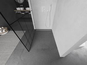 Mexen Kioto, Walk-In sprchová zástena 80 x 200 cm, 8mm sklo číre/čierny vzor, biely profil, 800-080-101-20-78