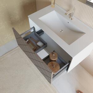 Kúpeľňový Nábytok 80cm Svetlo Sivý Keramické Umývadlo, Zrkadlo 80x60 | Miami