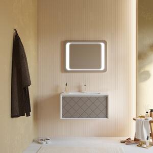 Kúpeľňový Nábytok 80cm Svetlo Sivý Keramické Umývadlo, Zrkadlo 80x60 | Miami