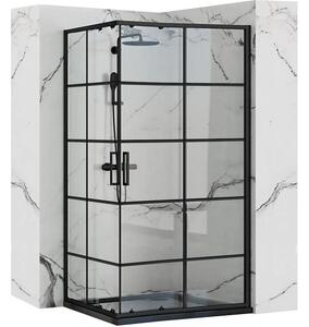 Rea - Concept sprchový kút s posuvnými dverami 80 (dvere) x 80 (dvere) x 190 cm, 5mm číre sklo, čierny profil, REA-K5479