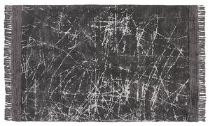 Koberec tmavosivý viskóza a bavlna 140 x 200 cm so strapcami moderný glamour štýl