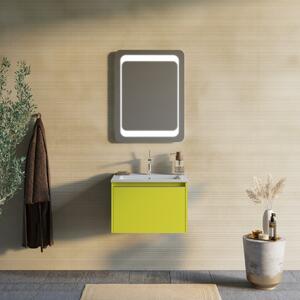 Kúpeľňový Nábytok Olivovo Zelený 60cm, Keramické Umývadlo A Zrkladlo | Monaco