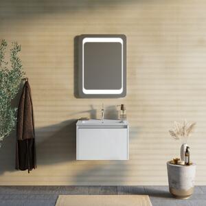 Kúpeľňový Nábytok Závesny 60 Cm Matný Biely S Led Zrkadlom 60x80 | Monaco