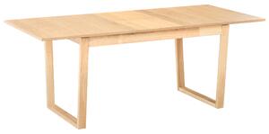 Rozkladací jedálenský stôl svetlý jaseň MDF 160/200 x 95 cm jaseňová dyhovaná vrchná doska moderný dizajn panelový podstavec