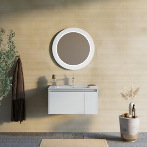 Kúpeľňový Nábytok Závesný 80 Cm Matný Biely S Okrúhlym Led Zrkadlom | Monaco