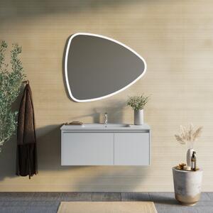 Kúpeľňový Nábytok Matný Biely 100 Cm, Umývadlo A Zrkadlo V Tvare Slzy | Monaco
