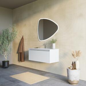 Kúpeľňový Nábytok Matný Biely 100 Cm, Umývadlo A Zrkadlo V Tvare Slzy | Monaco
