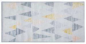 Koberec sivý so žltým polyesterový 80 x 150 cm obdĺžnikový s krátkym vlasom farebný geometrický vzor