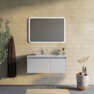 Kúpeľňový Nábytok Svetlosivý Matný 100cm, Umývadlo, Led Zrkadlo | Monaco