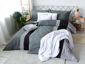XPOSE® Bavlnené obliečky VLADIMÍRA na dve postele - čierne/sivé