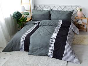 XPOSE® Bavlnené obliečky VLADIMÍRA na dve postele - čierne/sivé