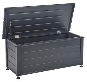 Záhradný úložný box s vekom tmavosivý hliníkový 113 x 50 cm 190 L vonkajší úložný nábytok