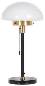 Stolná lampa čierna biela zlatá sklo železo 55 cm pologuľovité tienidlo nočná lampa retro štýl spálňa