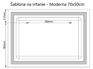 LED zrkadlo Moderna 70x50cm teplá biela - wifi aplikácia