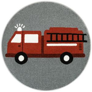 Koberec Lima G752A hasičské auto, červený / sivý kruh