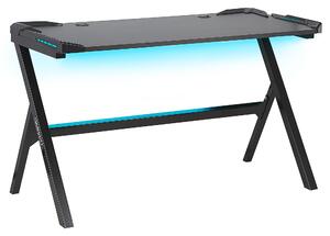 Herný stôl čierna MDF kov 120 x 60 cm obdĺžnikový tvar RGB LED svetlá moderný štýl kancelária