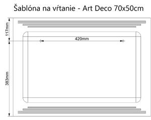 LED zrkadlo Art Deco Horizontal 70x50cm teplá biela - diaľkový ovládač Farba diaľkového ovládača: Biela