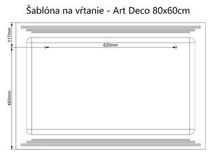 LED zrkadlo Art Deco Horizontal 90x60cm teplá biela - diaľkový ovládač Farba diaľkového ovládača: Čierna