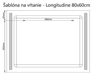 LED zrkadlo Longitudine 80x60cm studená biela - wifi aplikácia