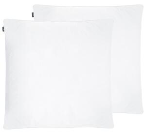 Sada 2 vankúšov biela kačacie perie a páperie 80 x 80 cm bavlnený poťah stredne mäkký