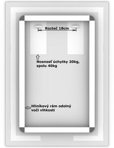 LED zrkadlo La Linea 50x70cm teplá biela - diaľkový ovládač Farba diaľkového ovládača: Čierna