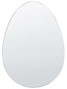 Nástenné zrkadlo strieborné 50 x 70 cm bez rámu oválne závesné minimalistický dizajn