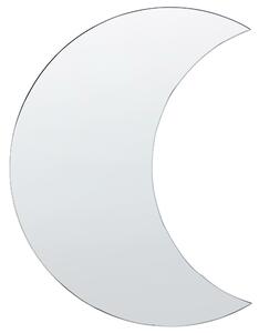 Nástenné zrkadlo strieborné 40 x 60 cm bez rámu v tvare mesiaca závesné minimalistický dizajn